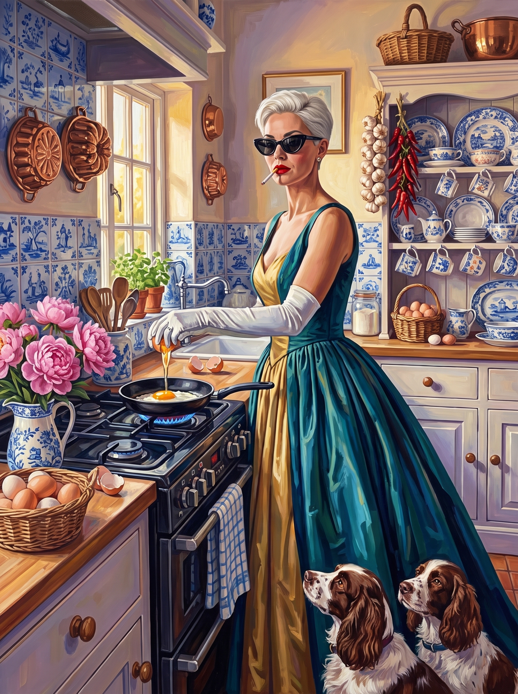 Frying Two Eggs In A Ballgown