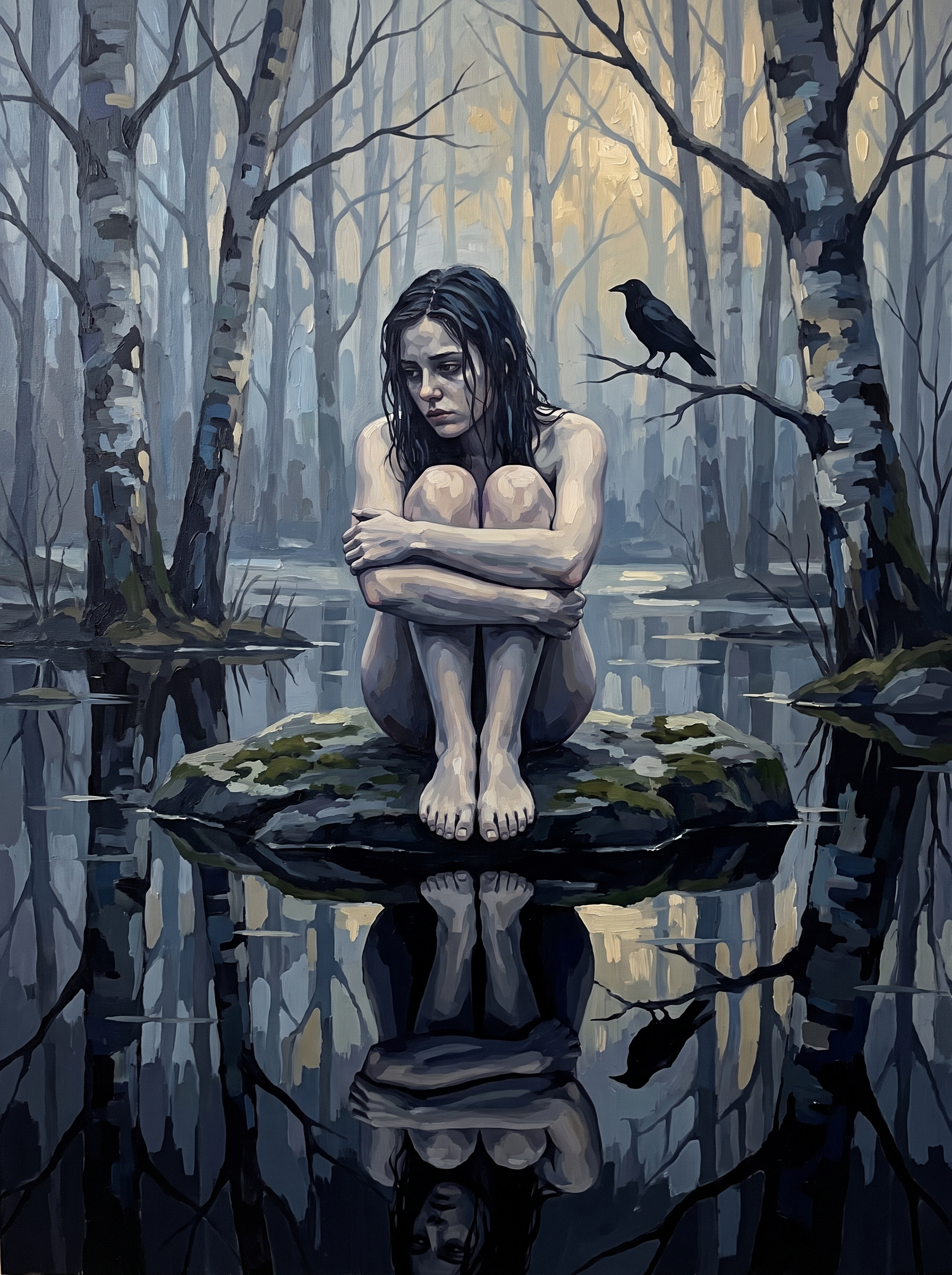First Light On The Flooded Birch