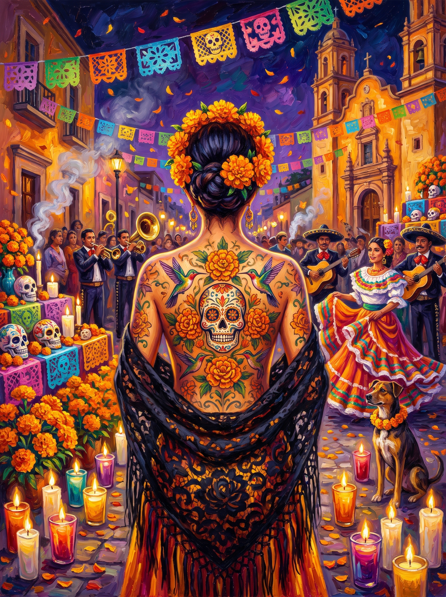 Mexico Marigolds After Dark