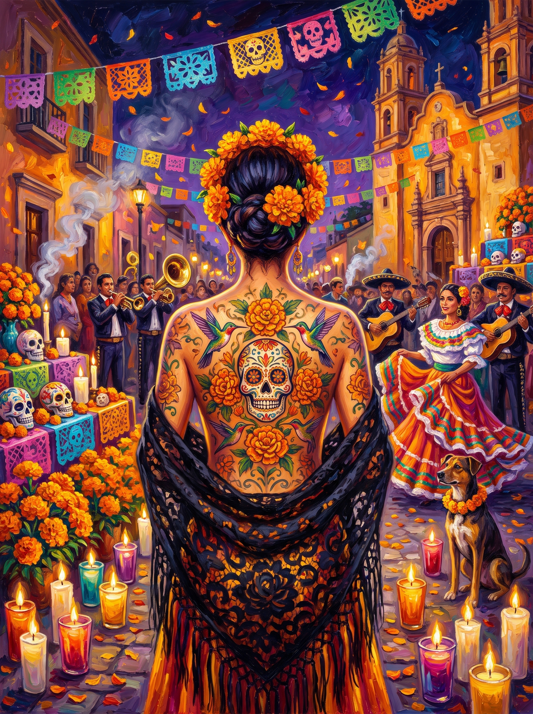 Mexico Marigolds After Dark