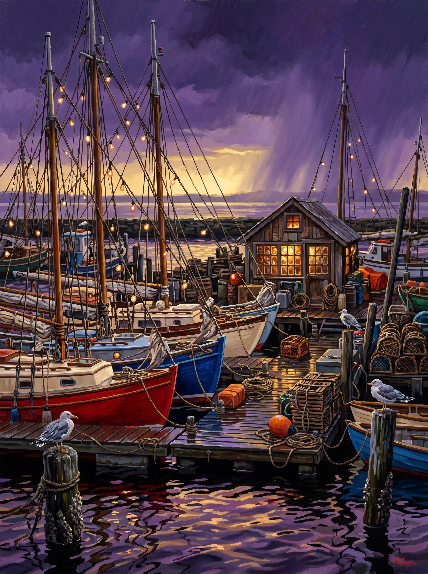 Fishing Harbour Masts And Lights