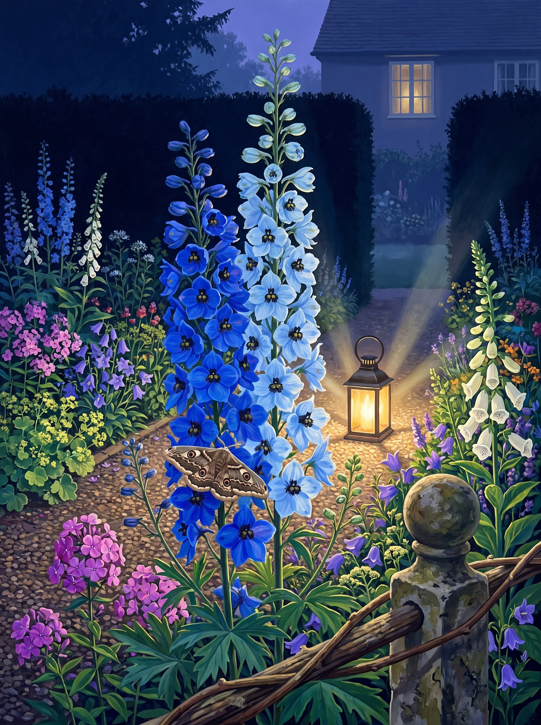 Delphiniums At Blue Hour
