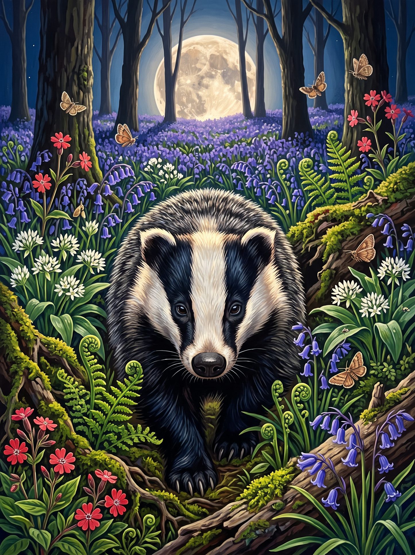Badger Clocks Off In Bluebells