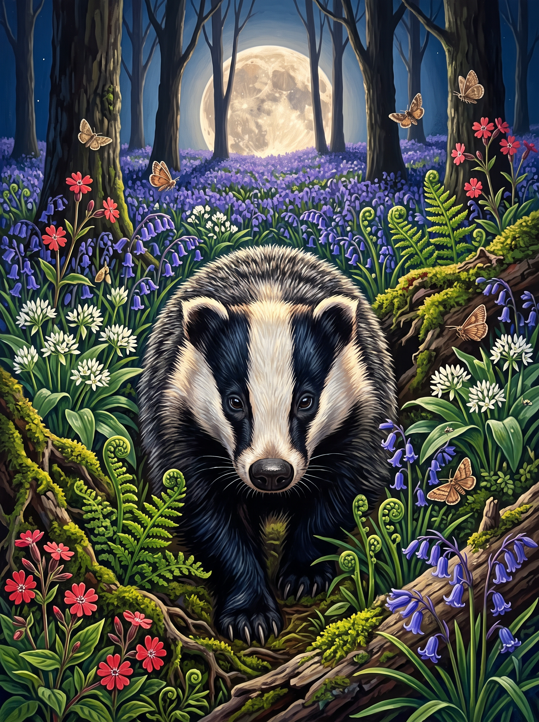 Badger Clocks Off In Bluebells