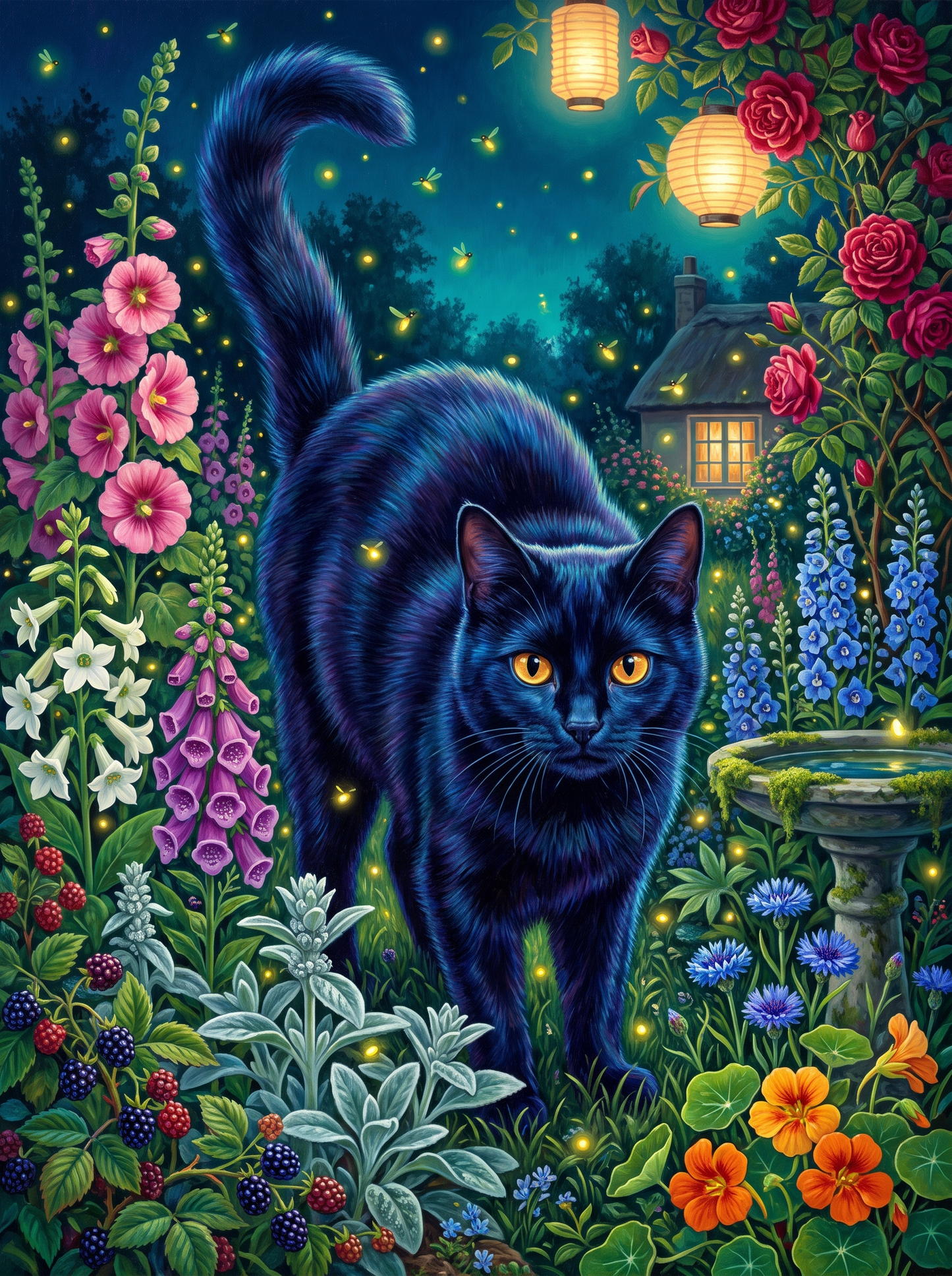 The Black Cat and the Fireflies