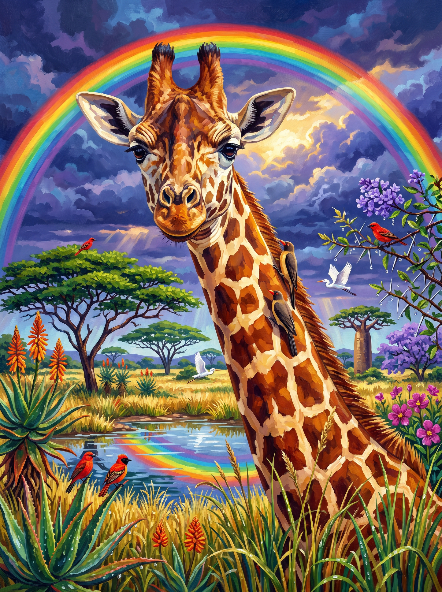 Giraffe Beneath the Rainbow