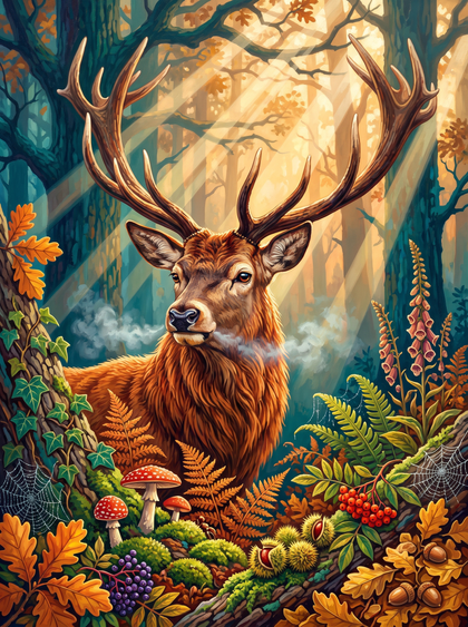 Red Deer Stag in the Mist