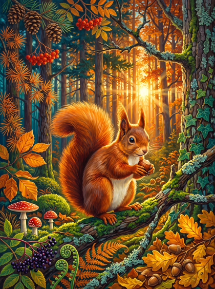 Red Squirrel in the Last Sun