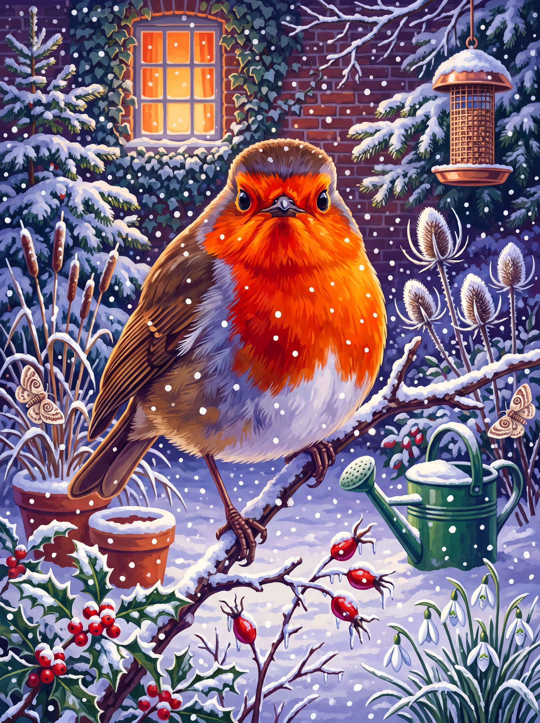 Robin in the Falling Snow