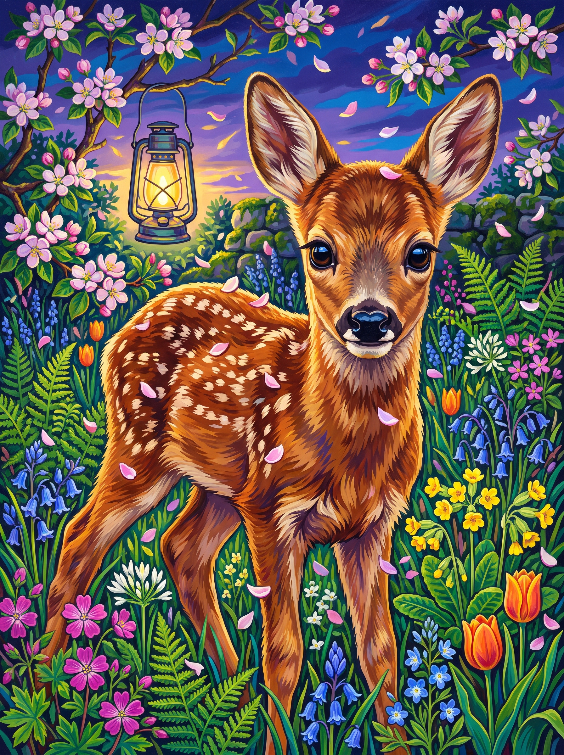 Roe Deer Fawn Among Blossom