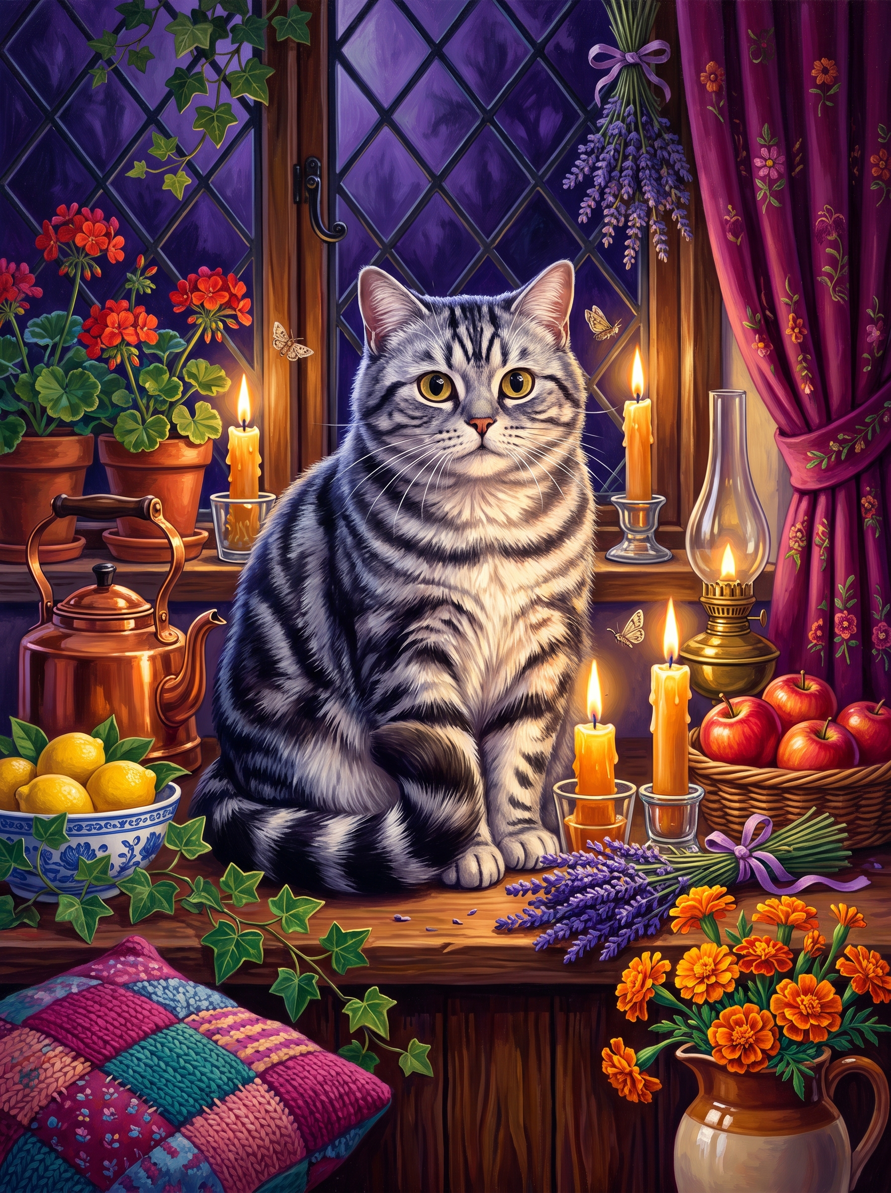 Tabby Cat by Candlelight