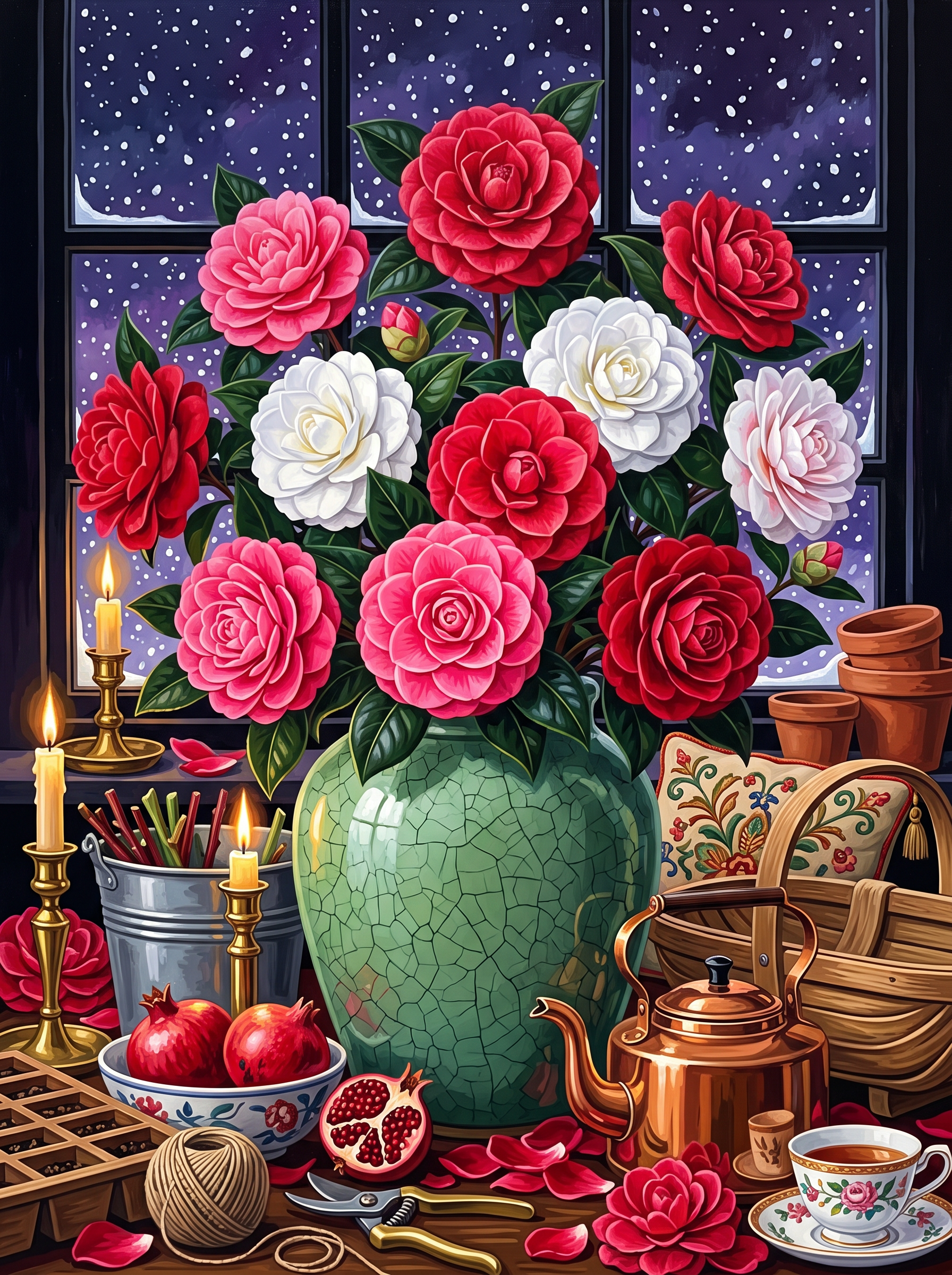 Camellias and the First Snow