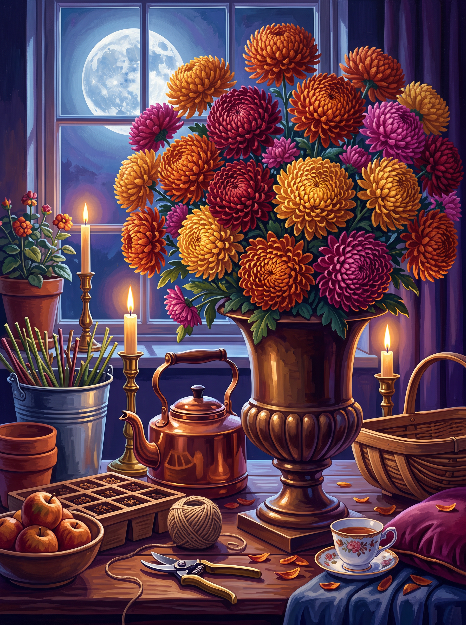 Moonlight on the Chrysanthemums