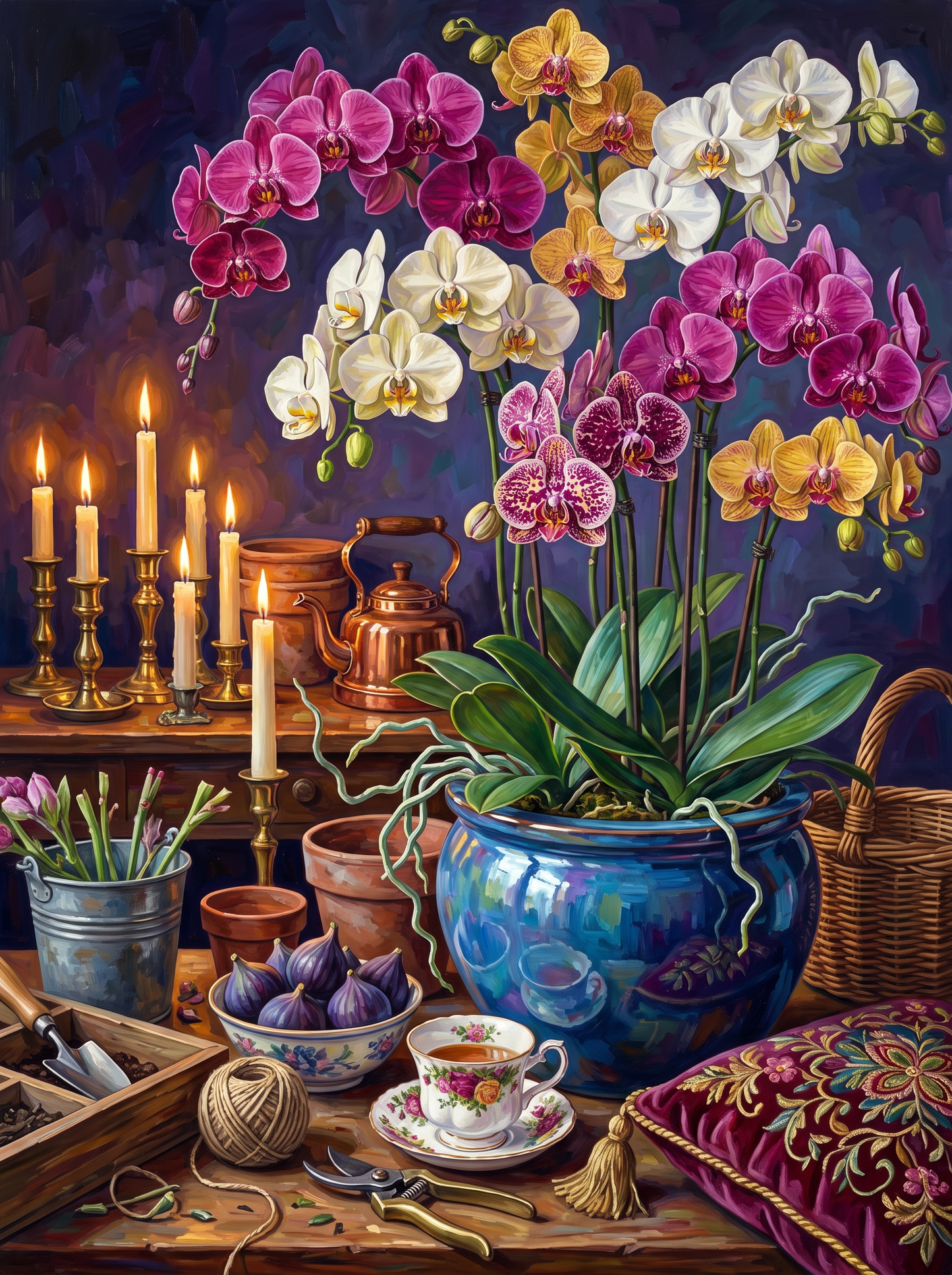 Orchids and a Single Candle
