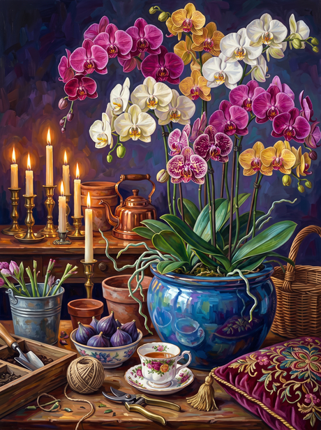 Orchids and a Single Candle