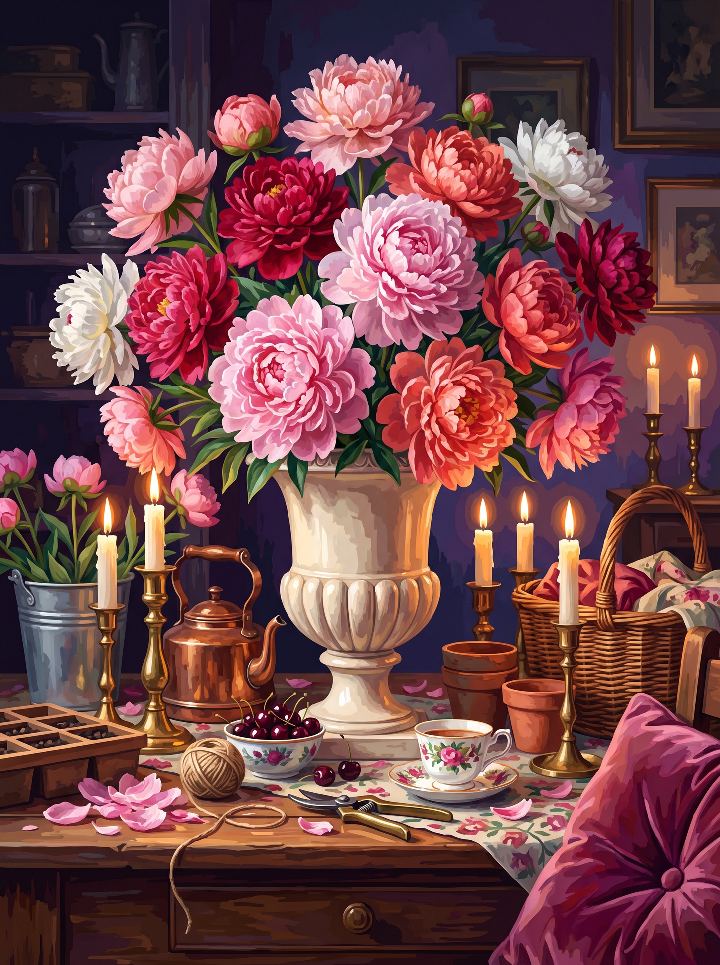 Peonies by Candlelight