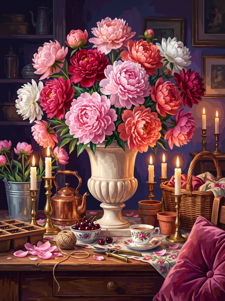 Peonies by Candlelight