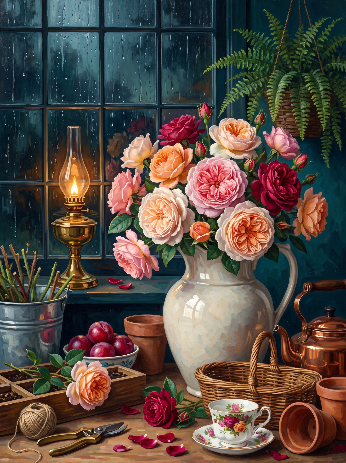 Roses on a Rainy Windowsill
