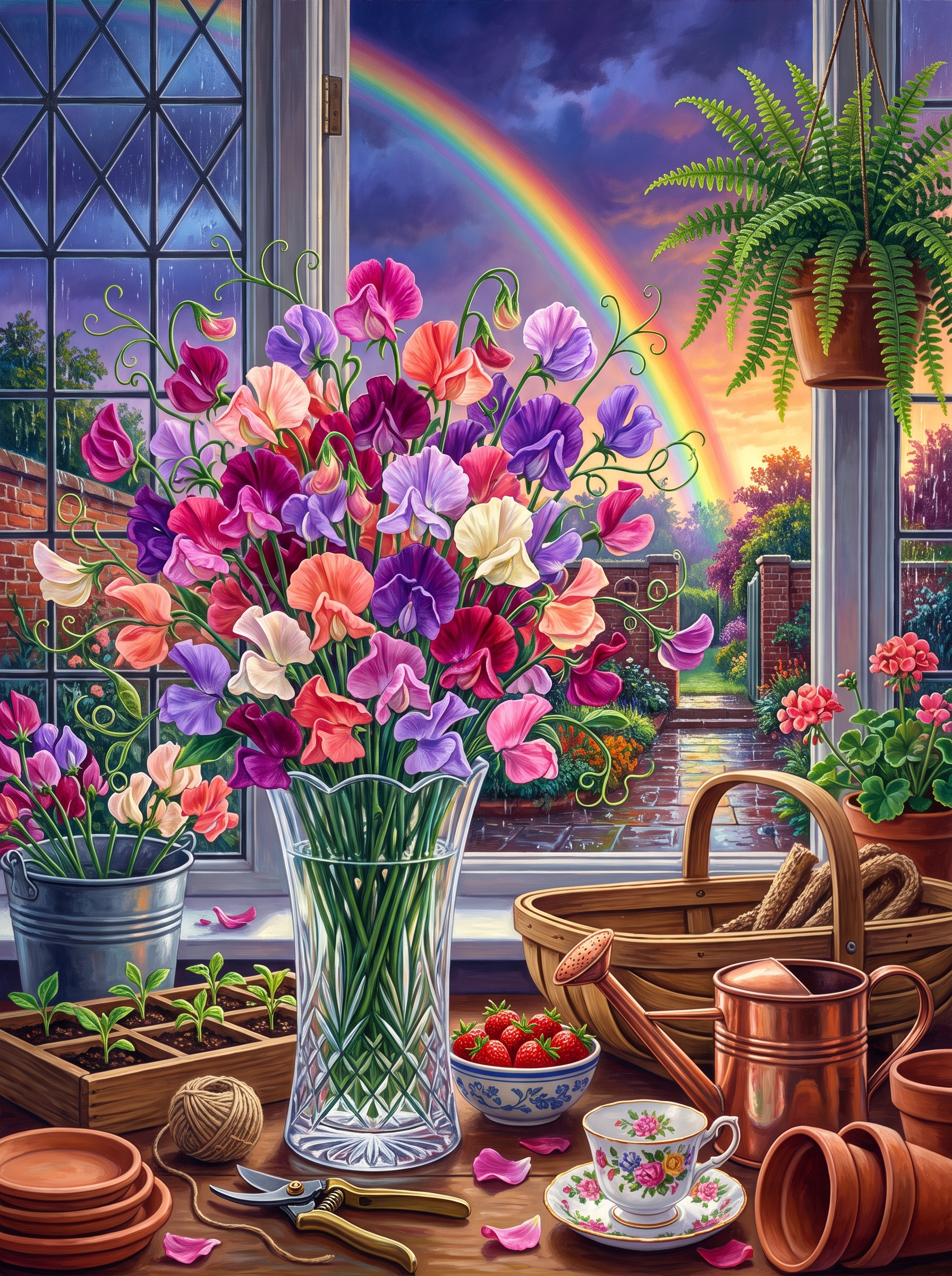 Sweet Peas After the Rain