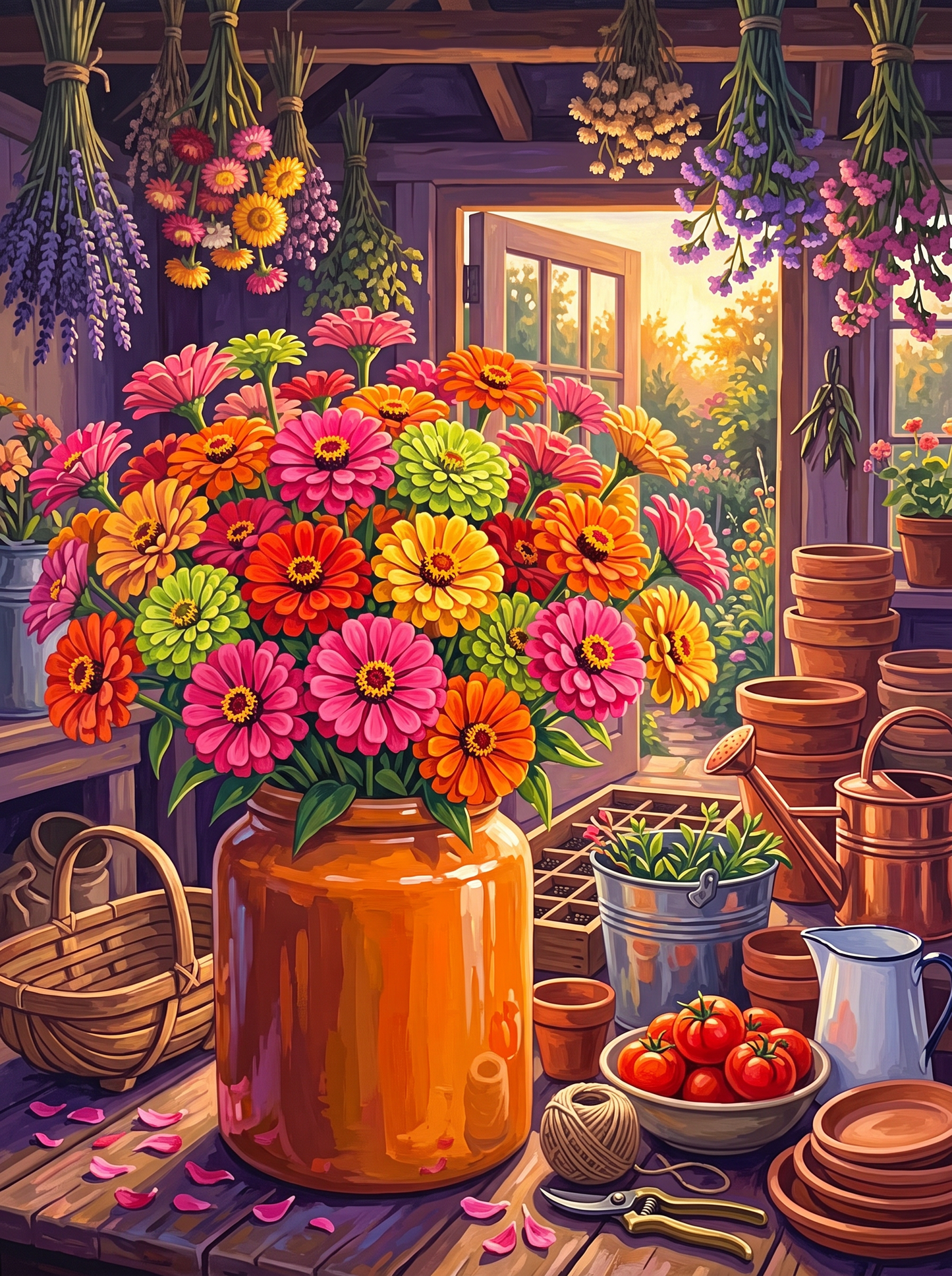 Zinnias in the Late Sun