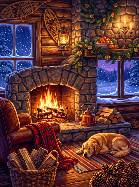 Fireside in the Snowbound Cabin