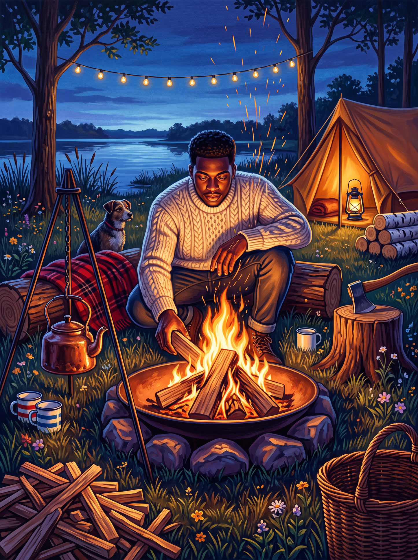 By the Fire at Blue Hour