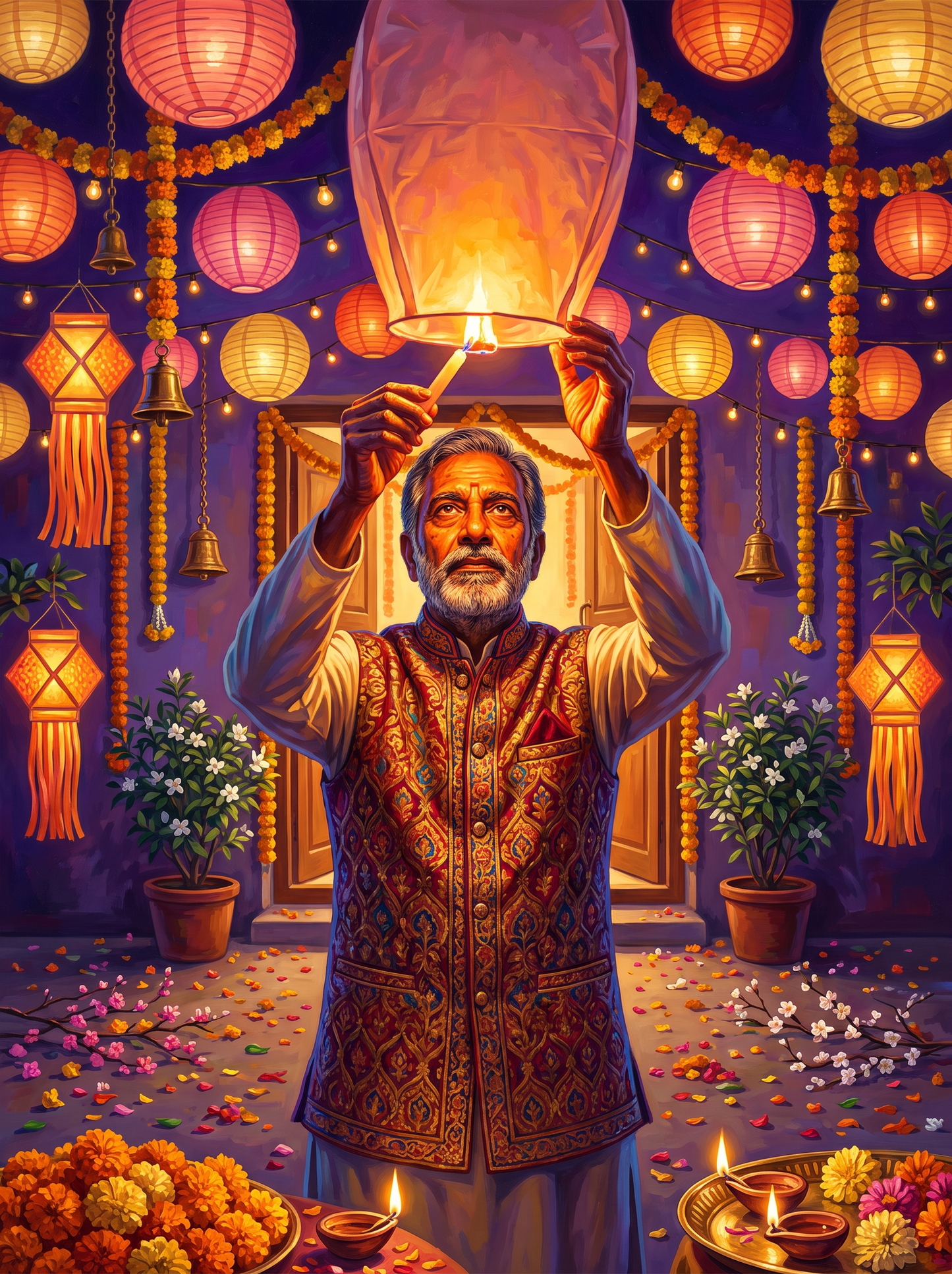 Lighting the Garden Lanterns