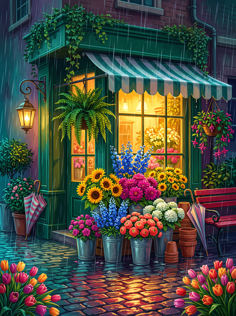 The Flower Shop in the Rain