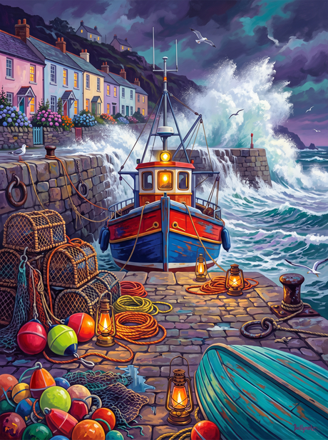 Harbour Wall in the Sea Spray