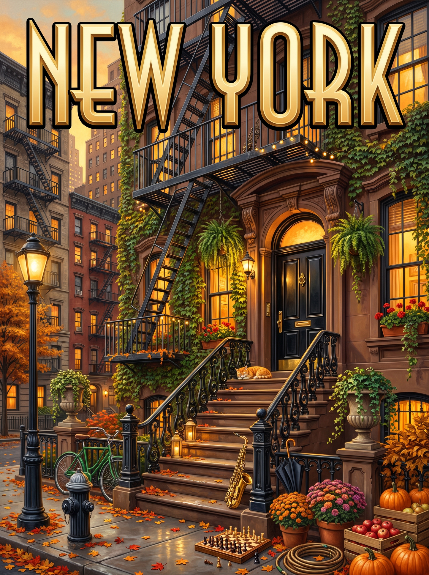 New York Brownstone Stoop