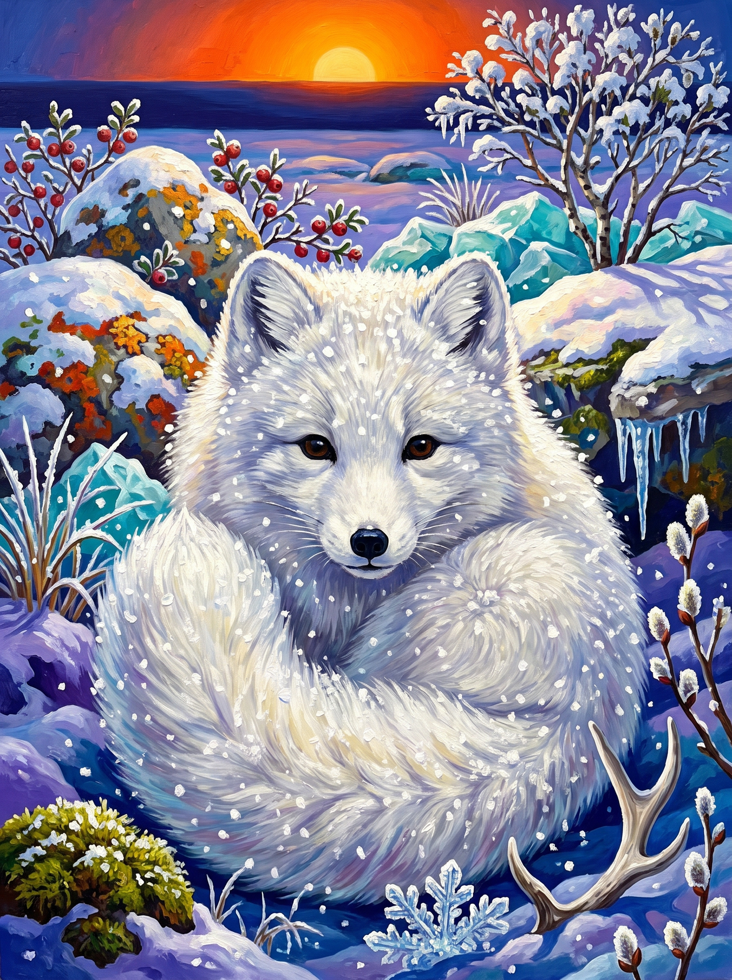 Arctic Fox, Curled and Waiting
