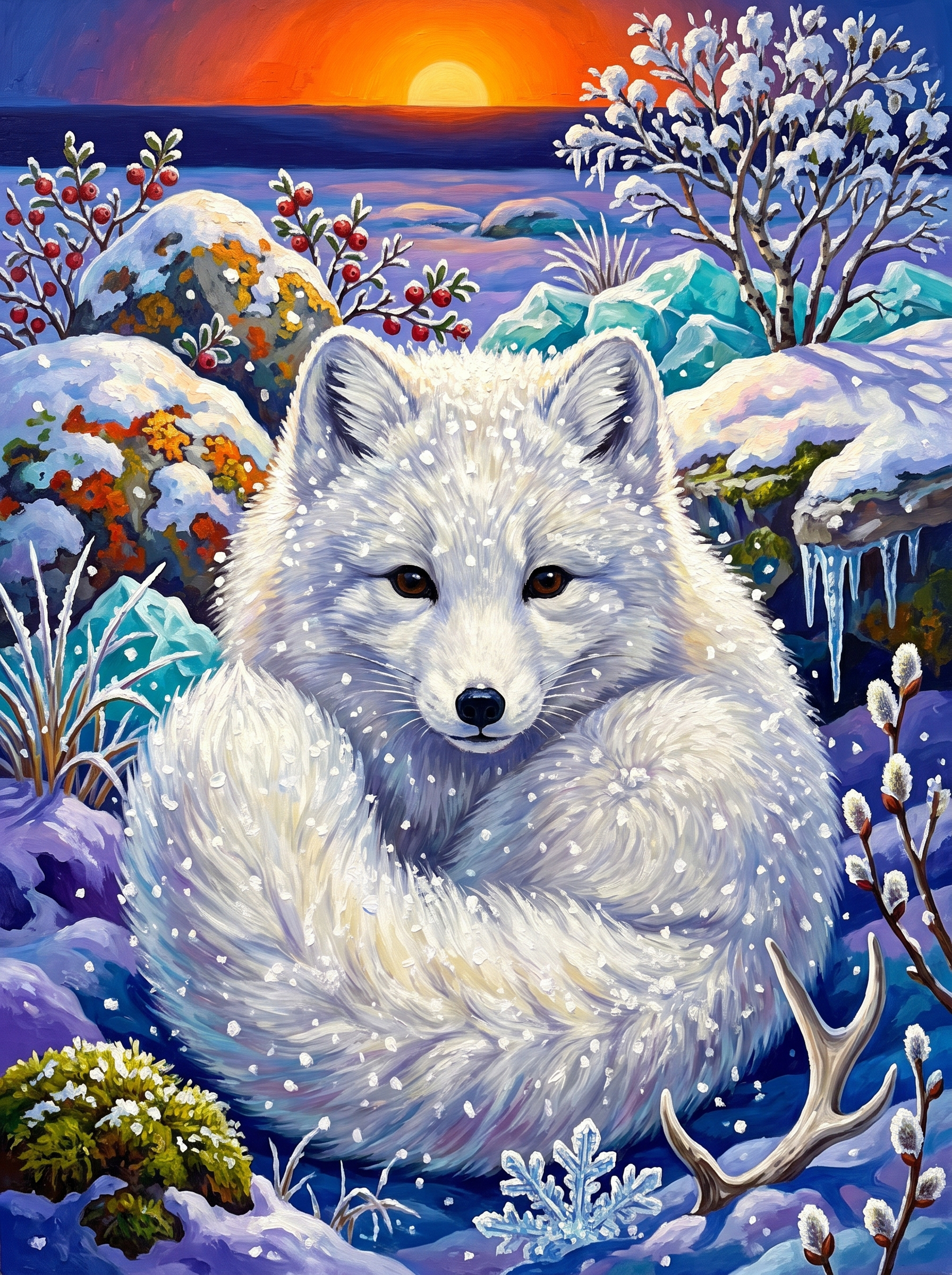 Arctic Fox, Curled and Waiting
