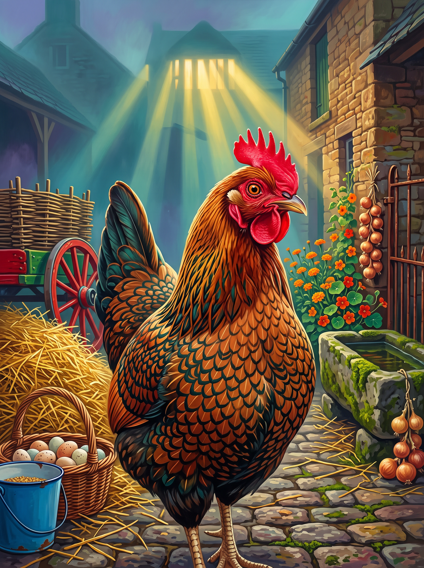 Bantam Hen in the Mist