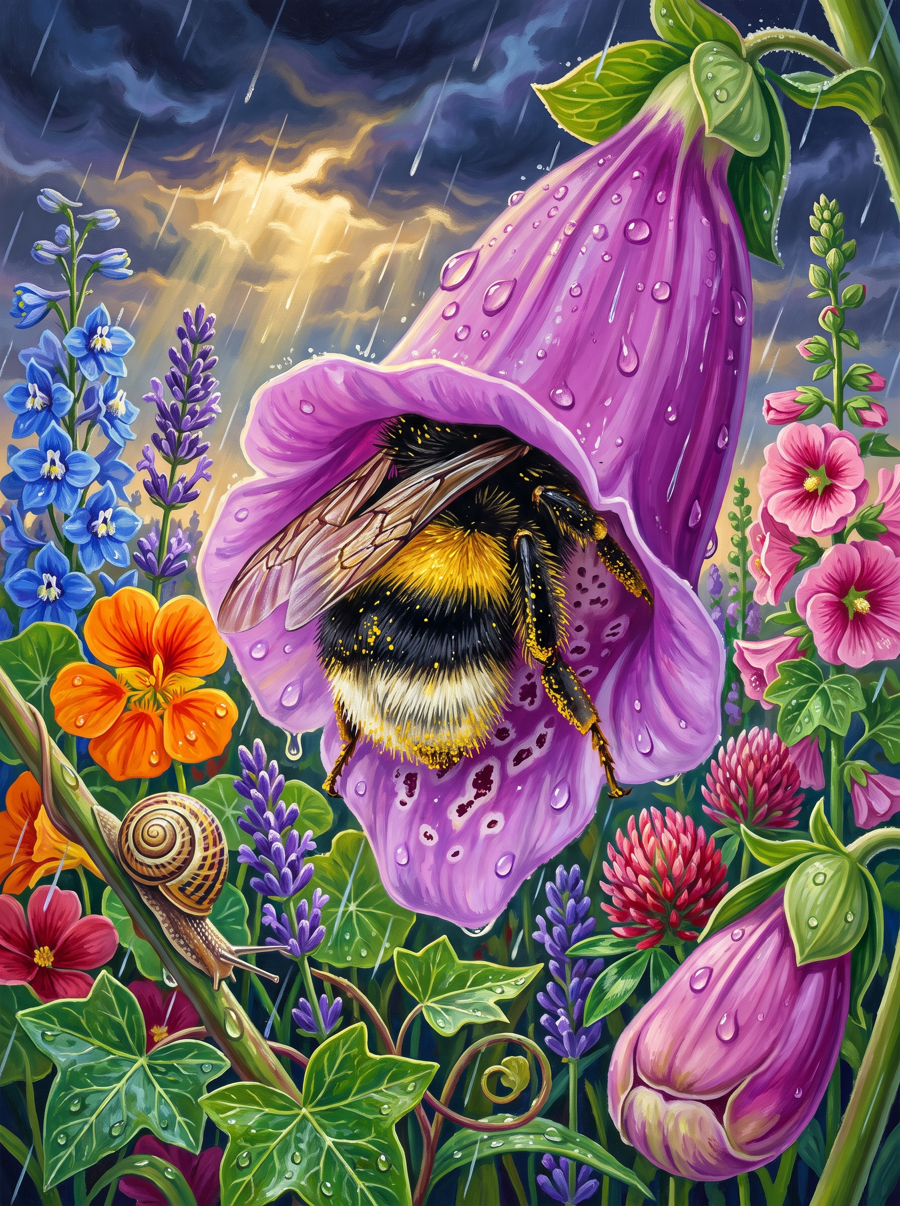 The Bumblebee Waits Out the Rain