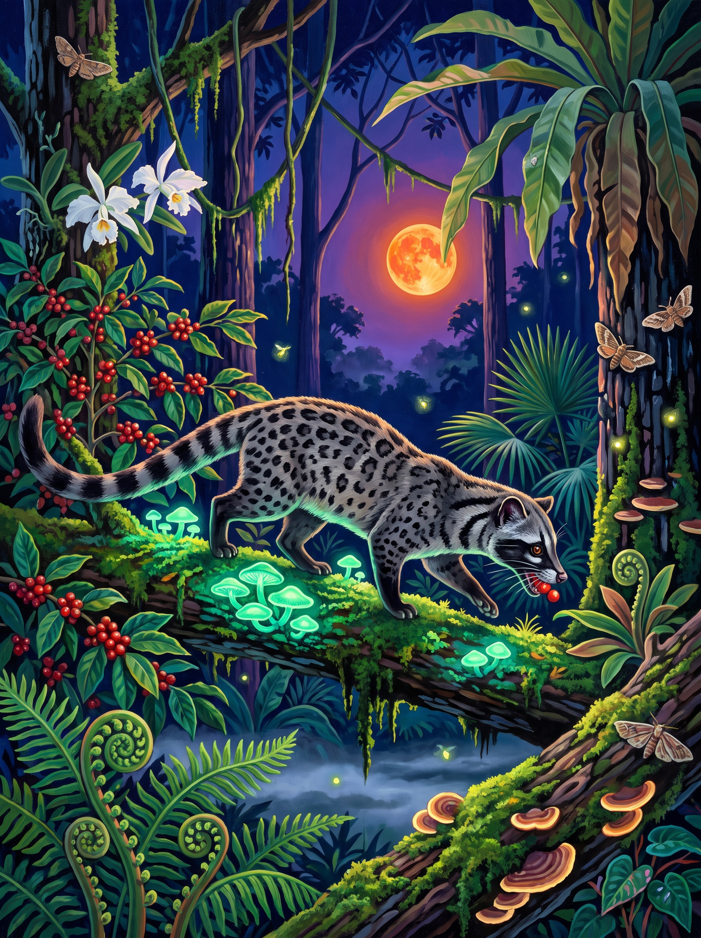 Civet and the Glowing Log