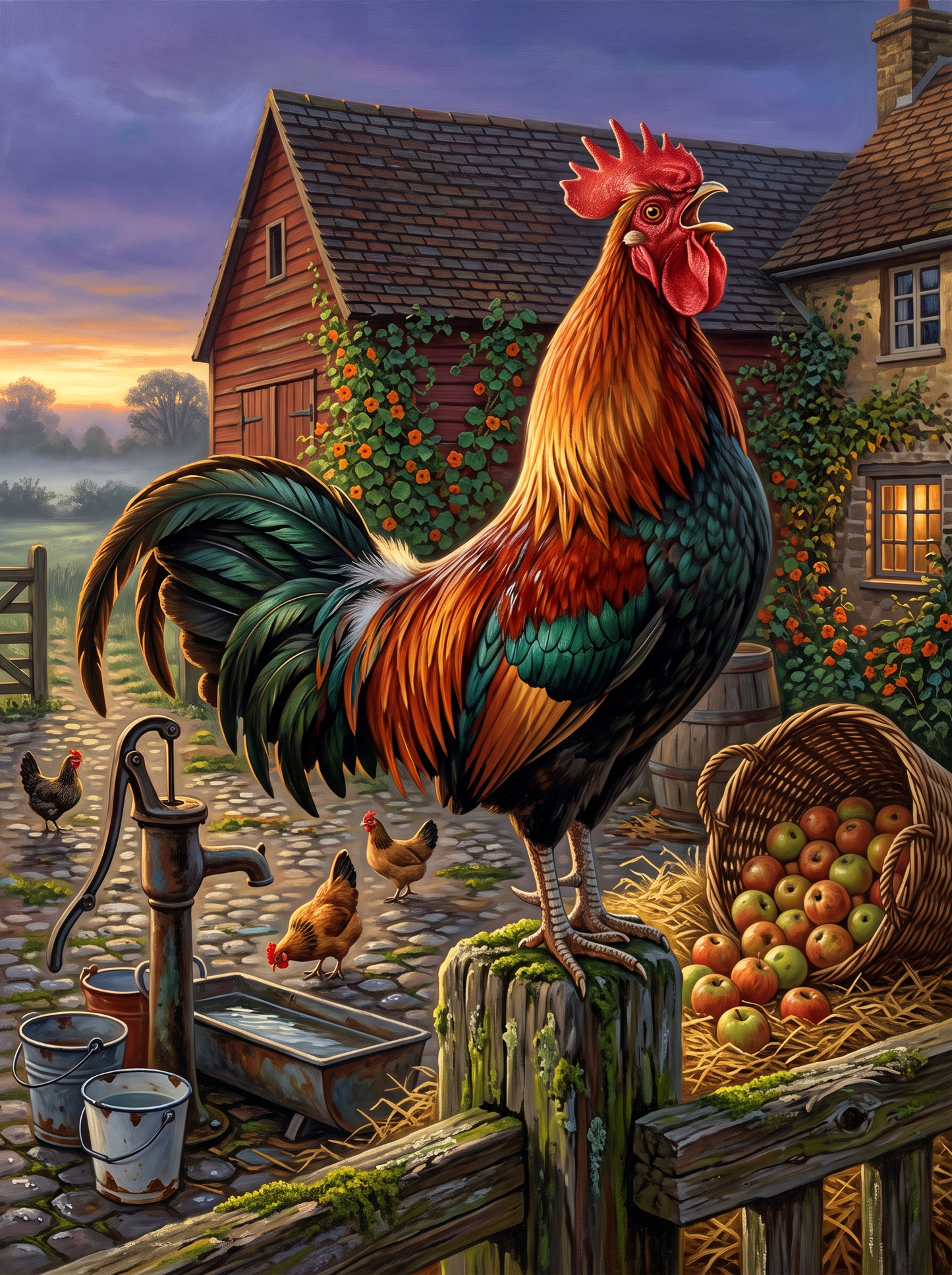 The Cockerel Wakes the Farm