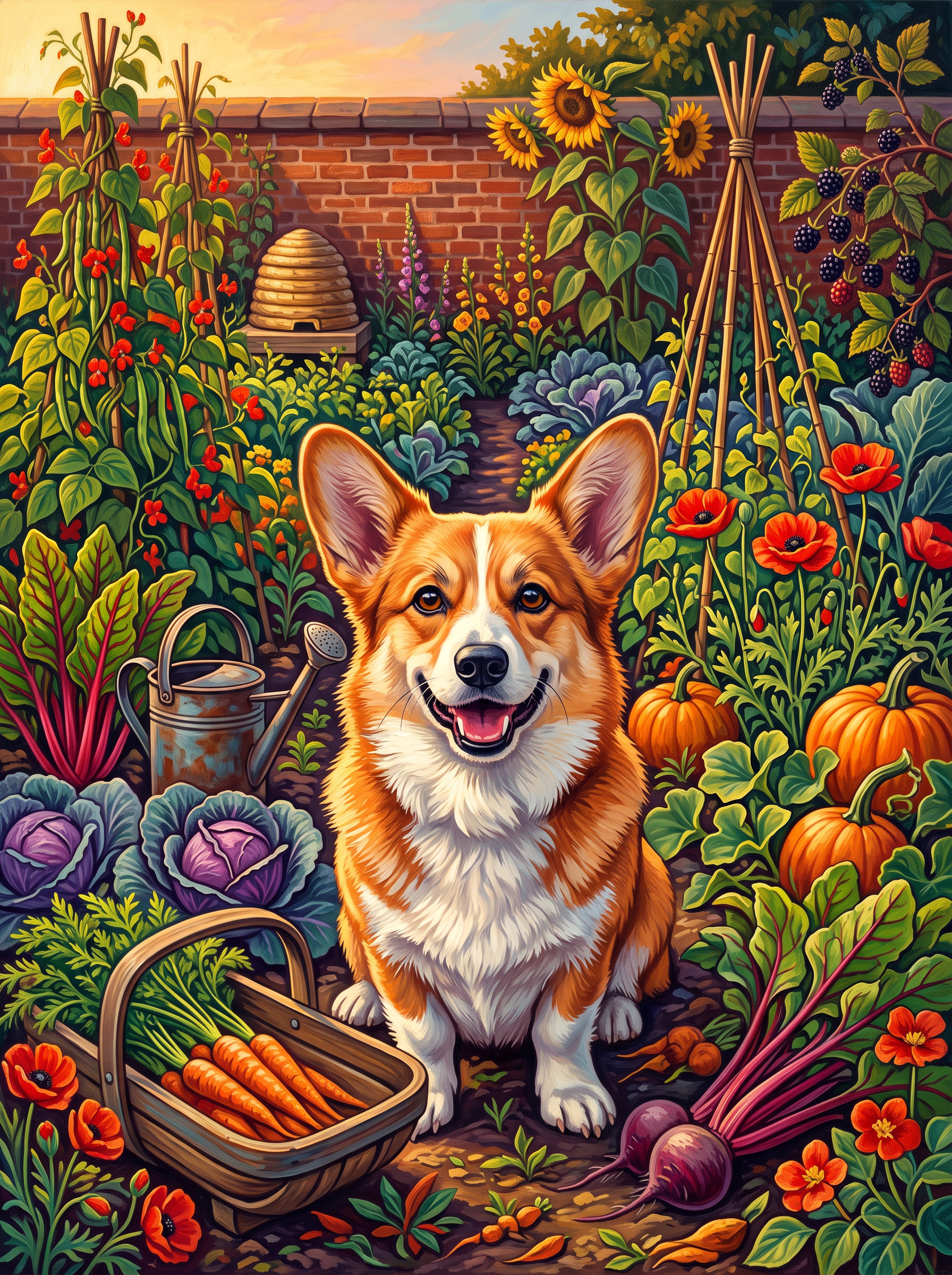 Corgi in the Vegetable Patch