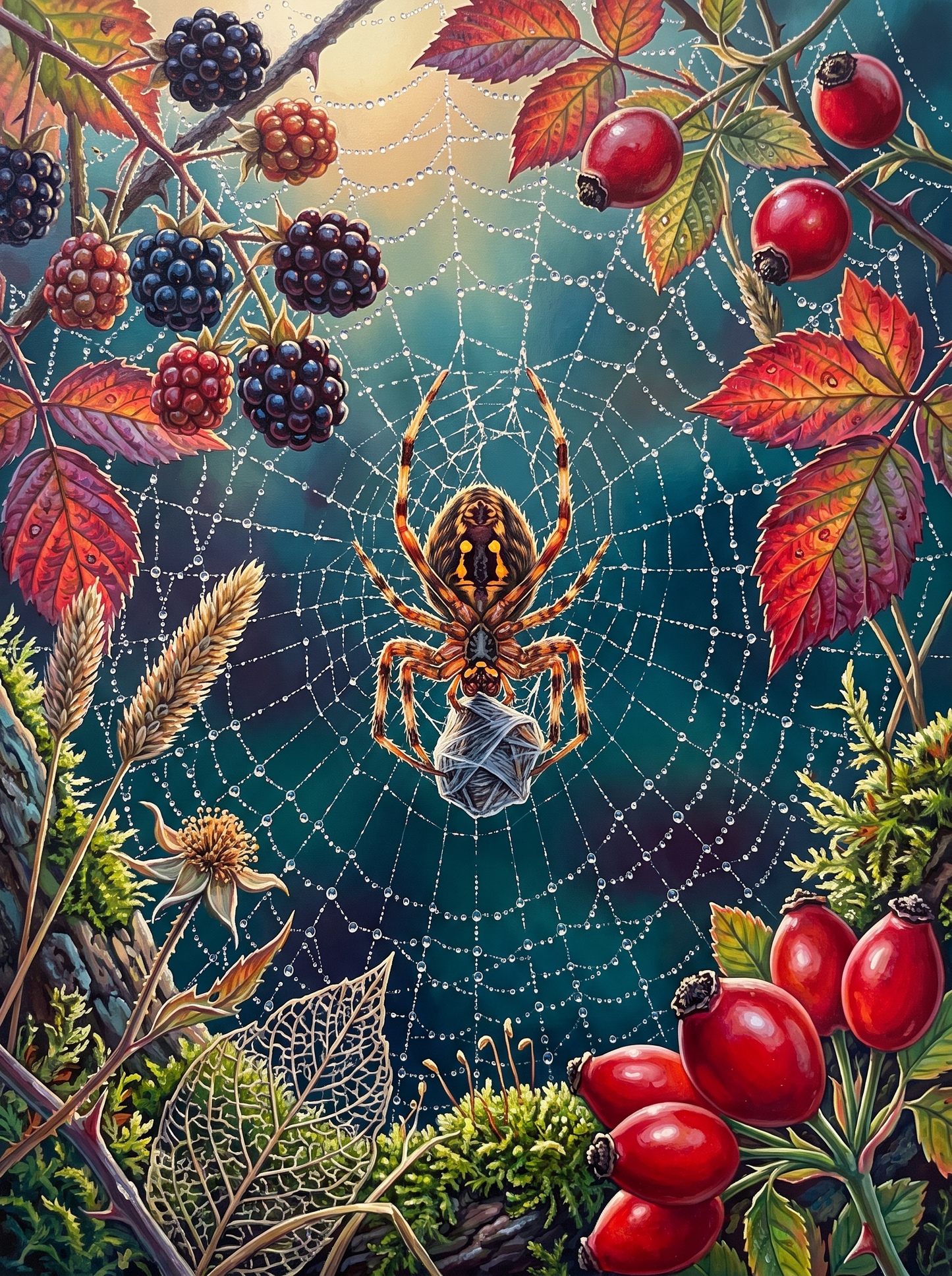 Garden Spider, Web of Dew