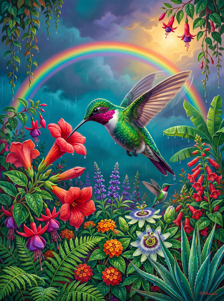 Hummingbird After the Rain