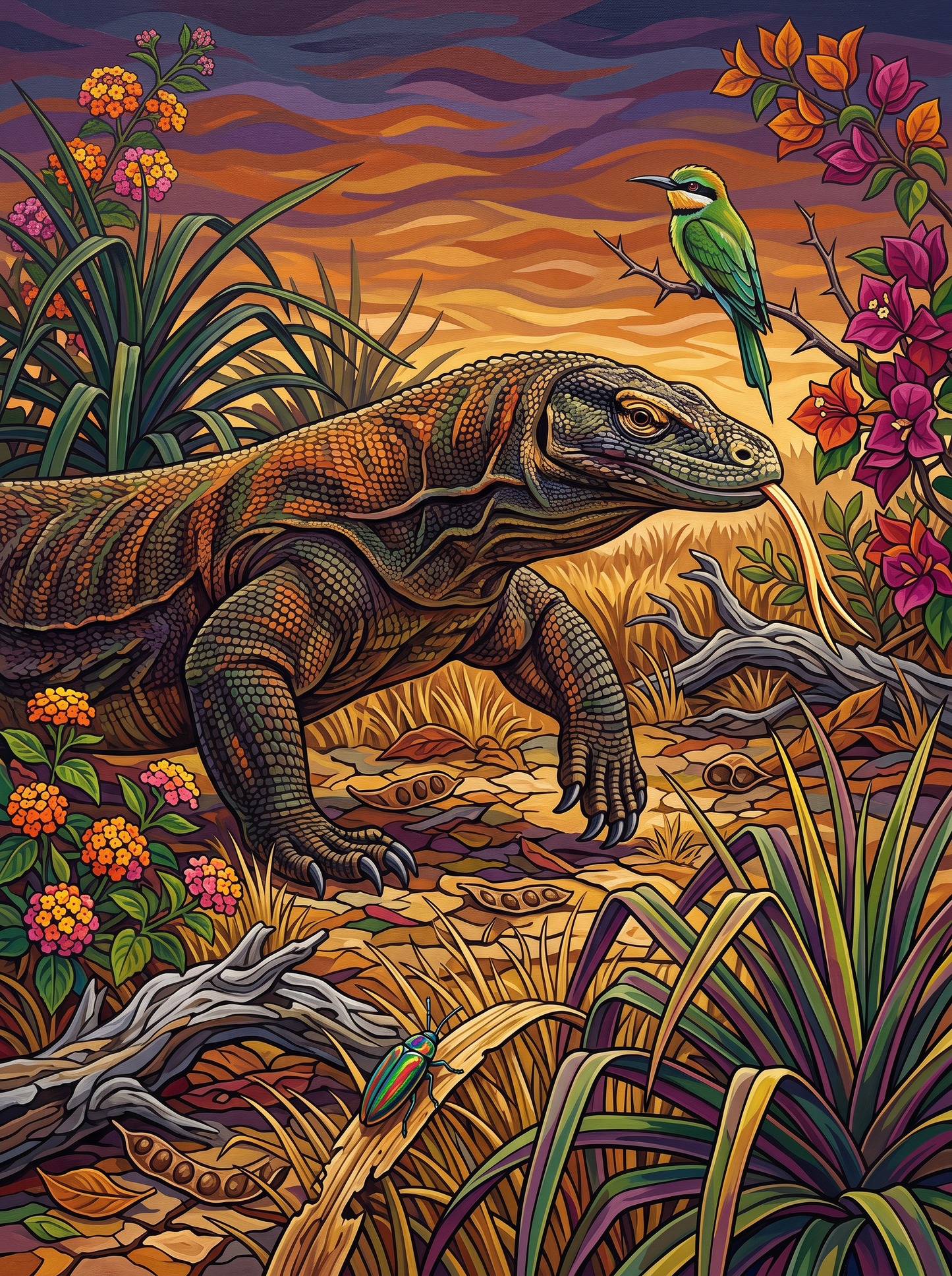 Komodo Dragon Tastes the Air