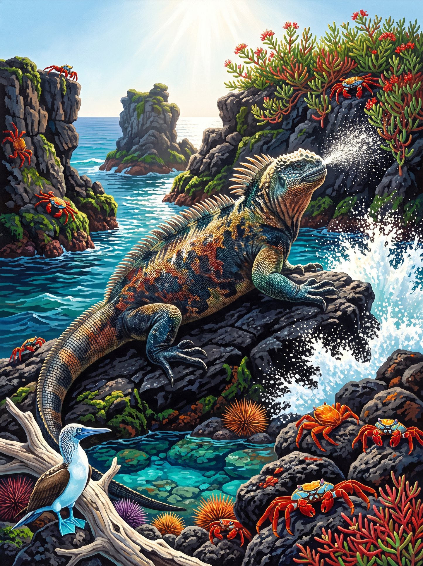 Marine Iguana on Black Rock