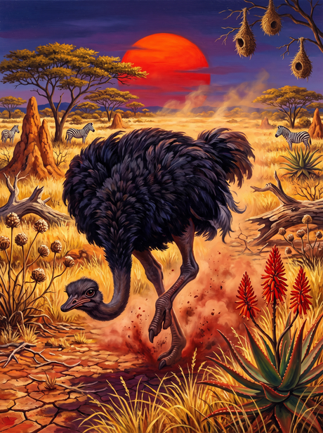 Ostrich and Chick, Full Tilt