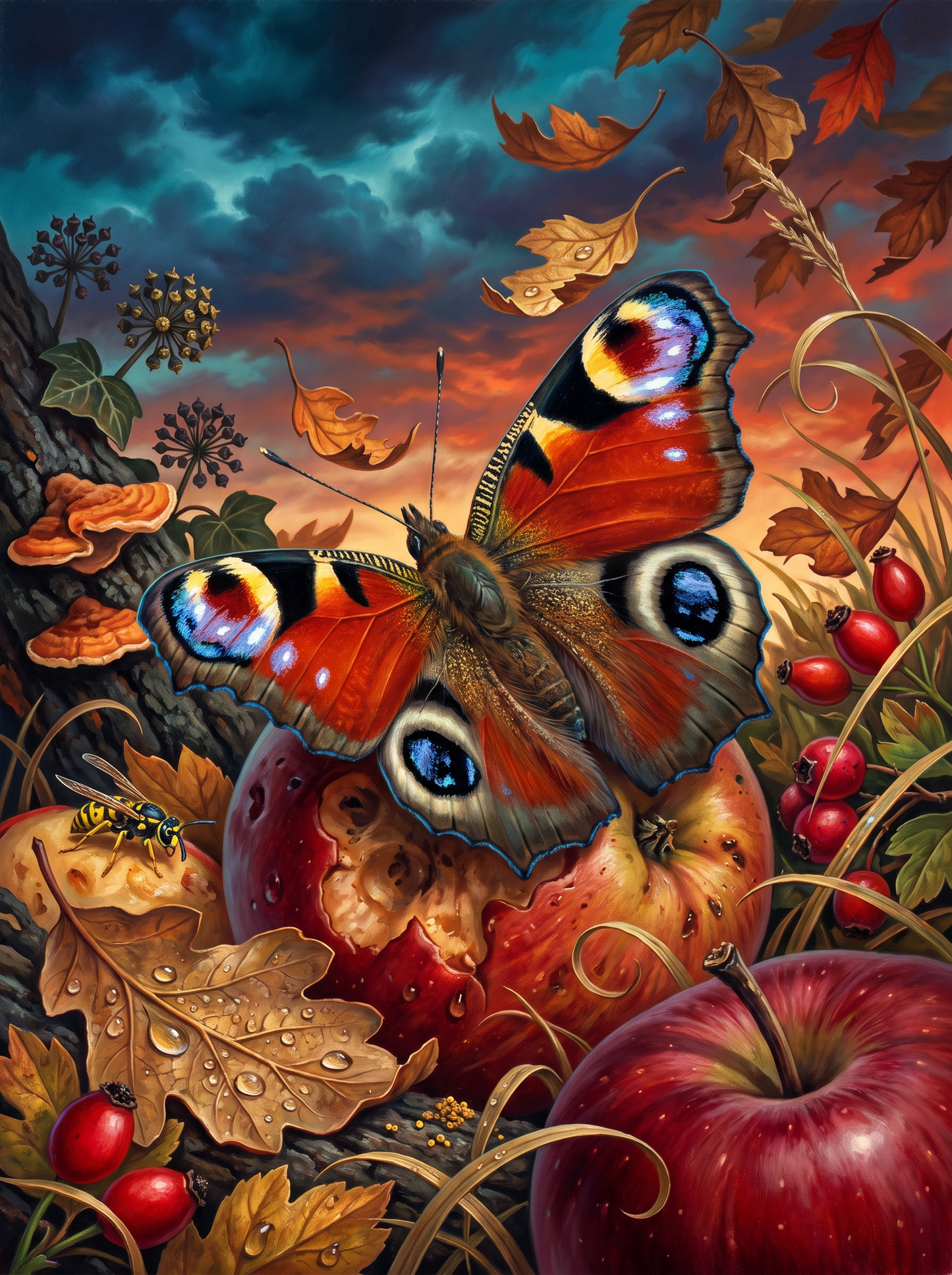 Peacock Butterfly on a Windfall