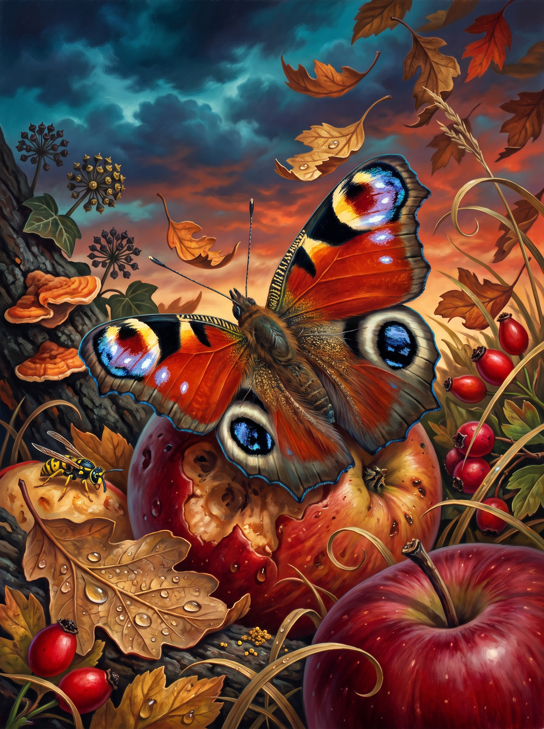 Peacock Butterfly on a Windfall