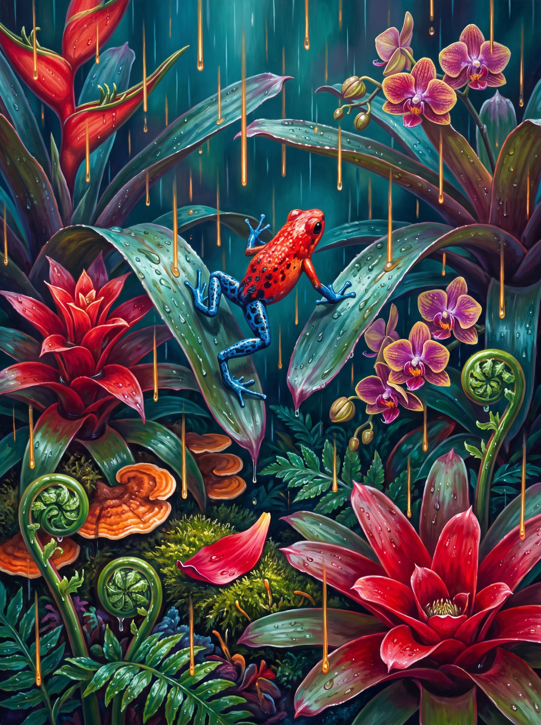 Poison Dart Frog in the Rain