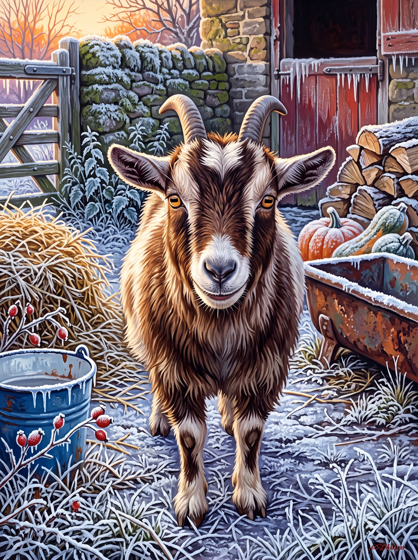 Pygmy Goat, Frosty Morning