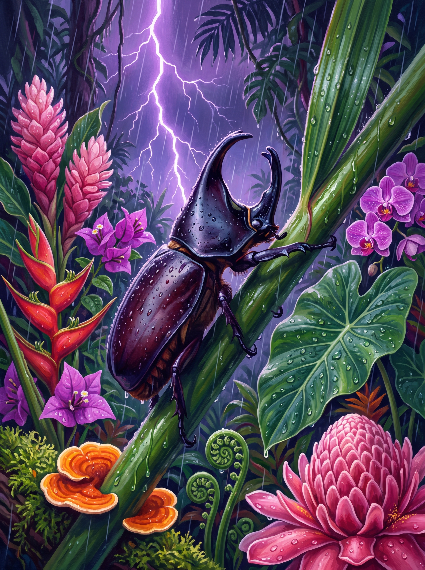 Rhinoceros Beetle Holds On