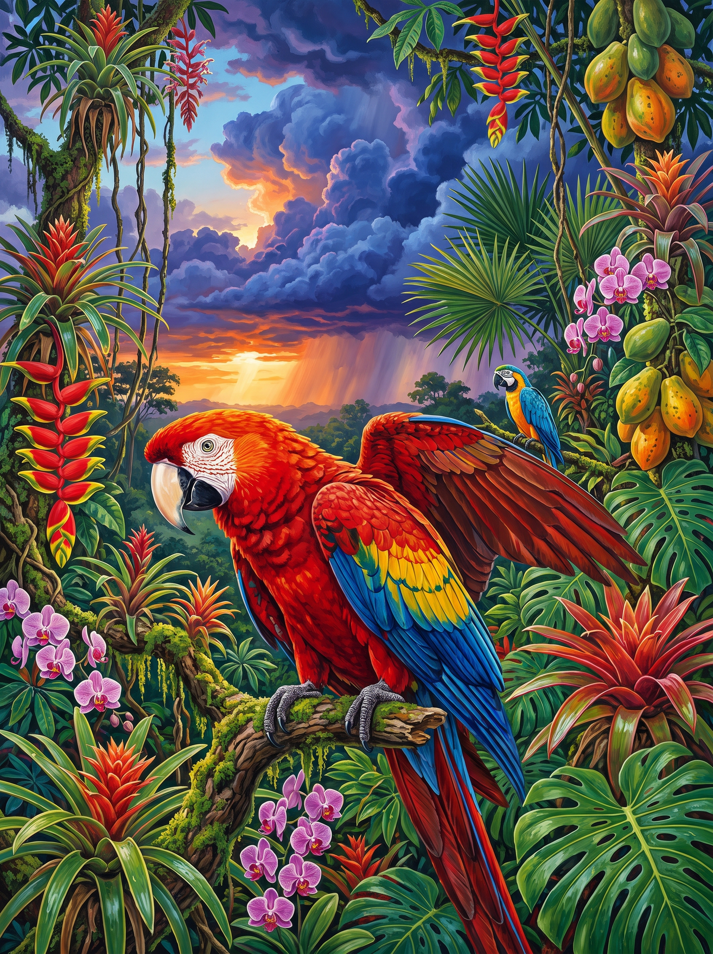 Scarlet Macaw Before the Rain
