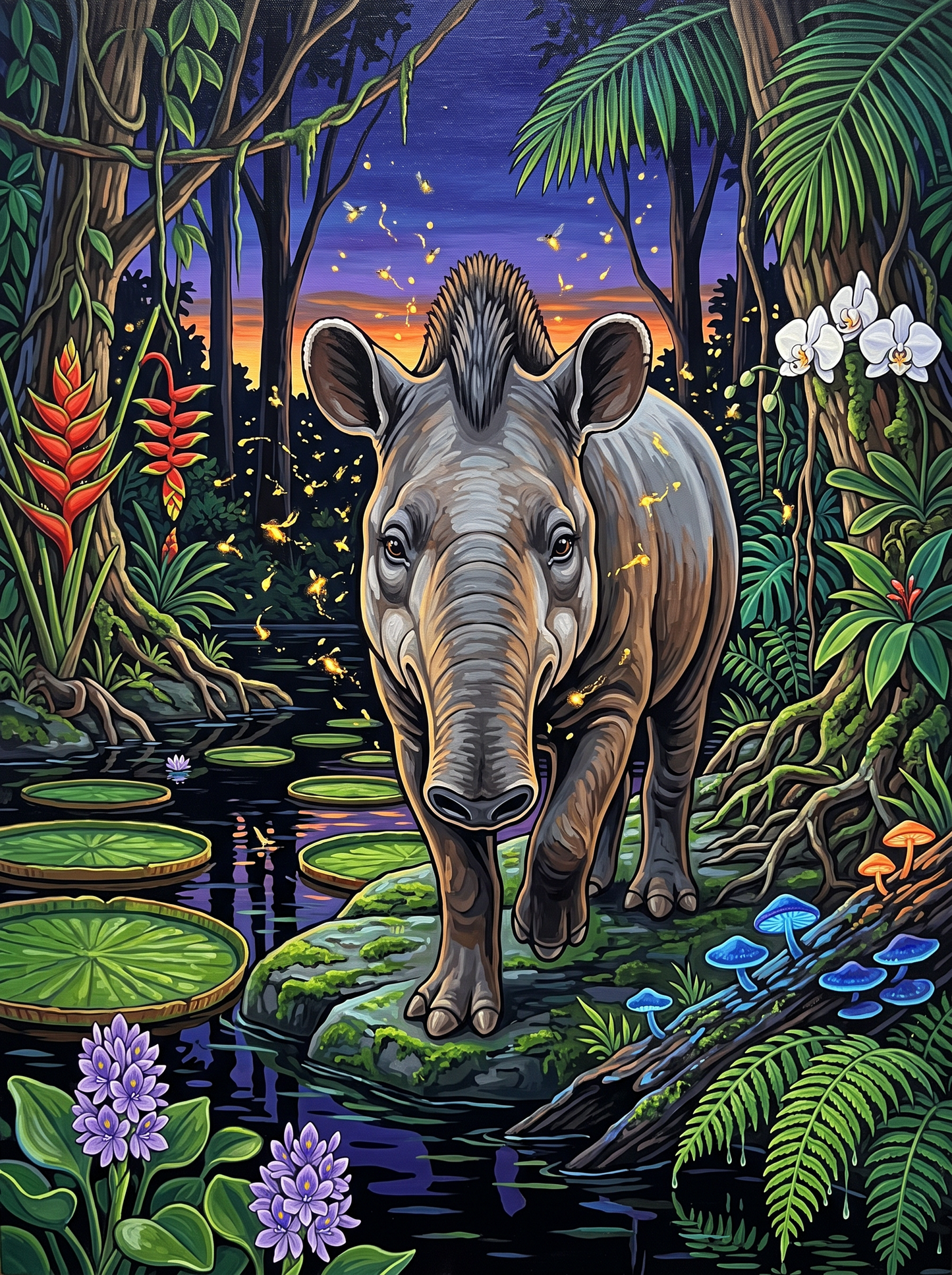 The Tapir Wades at Night