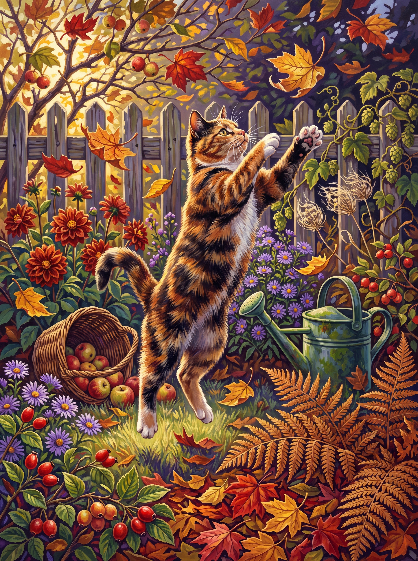 Tortoiseshell Catches a Leaf